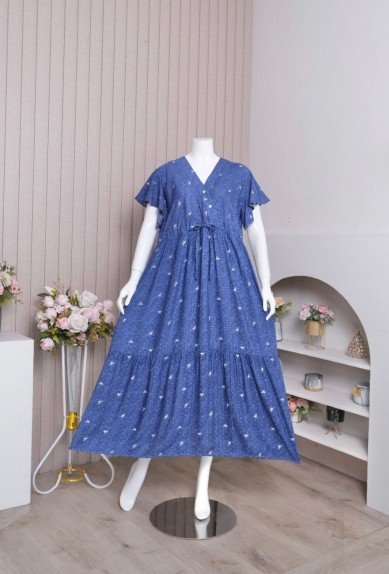 Dress Rumahan Daster Kekinian Raisa Motif ZORAYA Rayon Premium Busui friendly kancing hidup Rempel pundak dan dada cantik All Size Ld 120