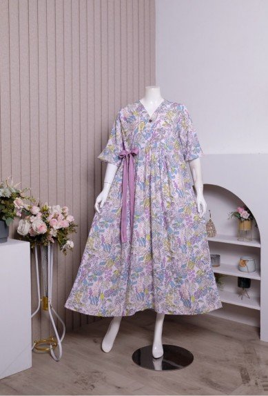 Zoraya Ayla Long Dress Daster Andin Rayon Premium Remaja Bumil Busui Terbaru Baju Tidur Wanita Kekinian Panjang Lembut Motif
