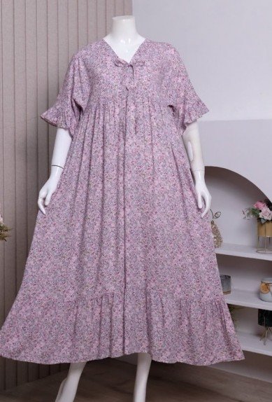 Zoraya Olivia Dress Motif Dress Panjang Rayon Premium Remaja Bumil Busui Terbaru Baju Tidur Kekinian Wanita Dewasa