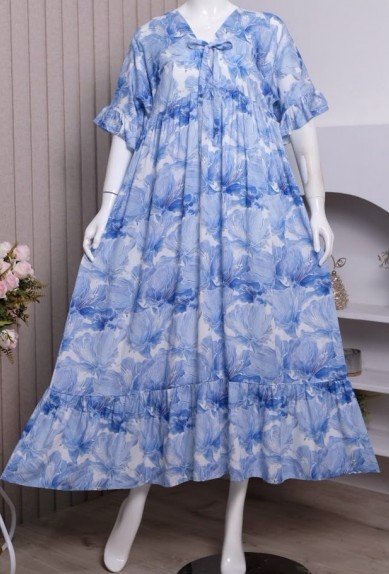 Zoraya Olivia Dress Motif Dress Panjang Rayon Premium Remaja Bumil Busui Terbaru Baju Tidur Kekinian Wanita Dewasa