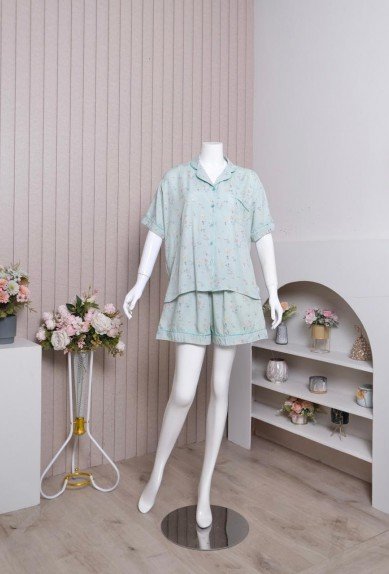Zoraya Missi set Jumbo Setelan Wanita  Piyama Celana Pendek OneSet Tangan Pendek Pajamas Terbaru Hotpants Kekinian Baju Kancing
