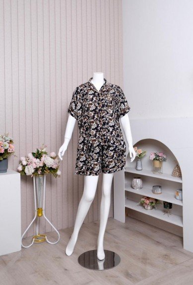 Zoraya Missi set Jumbo Setelan Wanita  Piyama Celana Pendek OneSet Tangan Pendek Pajamas Terbaru Hotpants Kekinian Baju Kancing