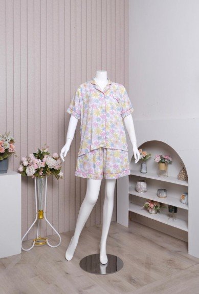 Zoraya Missi set Jumbo Setelan Wanita  Piyama Celana Pendek OneSet Tangan Pendek Pajamas Terbaru Hotpants Kekinian Baju Kancing