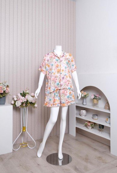 Zoraya Missi set Jumbo Setelan Wanita  Piyama Celana Pendek OneSet Tangan Pendek Pajamas Terbaru Hotpants Kekinian Baju Kancing