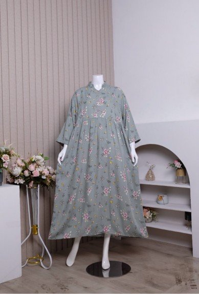 Zoraya Amanda Dress Motif Daster Panjang Premium Wanita Remaja Terbaru Kekinian Busui Bumil
