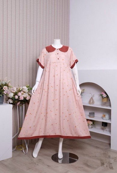 Zoraya Carissa Dress Daster Rayon Premium Remaja Bumil Busui Terbaru Baju Tidur Wanita Kekinian Panjang Lembut Motif