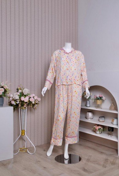 Pajamas VEEYA SET Full Kancing Piyama Baju Setcel  Baju Setelan Santai Wanita Full Kancing | ZORAYA