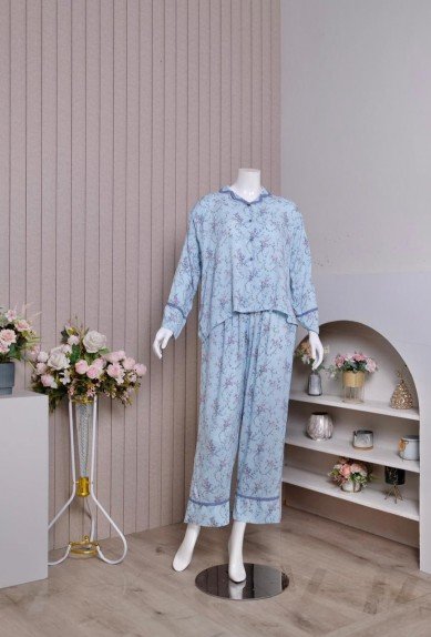 Pajamas VEEYA SET Full Kancing Piyama Baju Setcel  Baju Setelan Santai Wanita Full Kancing | ZORAYA